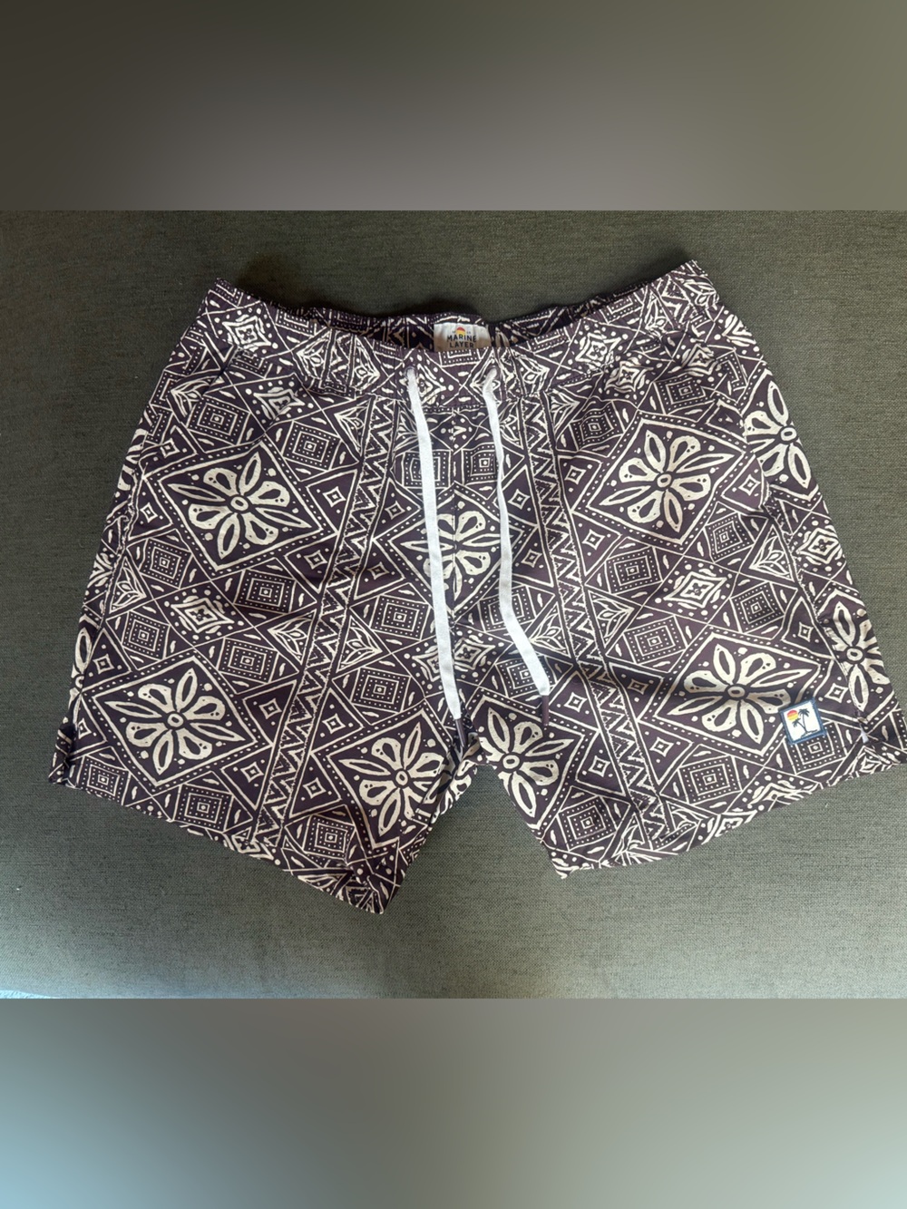 Marine Layer Brown and cream medium Patterned Swim Shorts